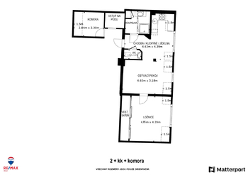 Půdorys - Prodej bytu 2+1 v osobním vlastnictví 63 m², Karlovy Vary