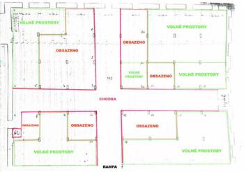 PŮDORYS SKLADOVÝCH PROSTOR - Pronájem obchodních prostor 40 m², Ostrava