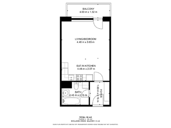 Plánek bytu - Prodej bytu 1+kk v osobním vlastnictví 42 m², Praha 10 - Hostivař