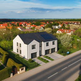 Vizualizace dvojdomu - Prodej pozemku 2143 m², Praha 9 - Satalice 
