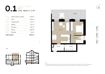 Prodej bytu 3+kk v osobním vlastnictví 61 m², Bedřichov