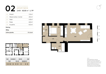 Prodej bytu 2+kk v osobním vlastnictví 60 m², Strážné