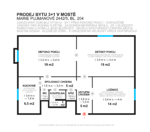 Prodej bytu 3+1 v družstevním vlastnictví 76 m², Most