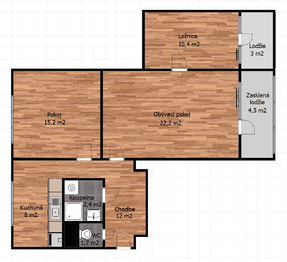 Pronájem bytu 3+1 v družstevním vlastnictví 82 m², Praha 4 - Modřany