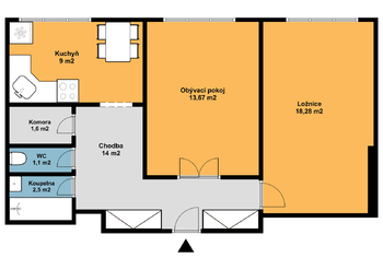 Pronájem bytu 2+1 v družstevním vlastnictví 60 m², Praha 5 - Hlubočepy