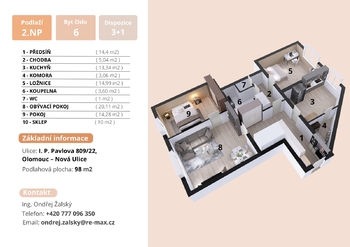 Prodej bytu 3+1 v osobním vlastnictví 98 m², Olomouc