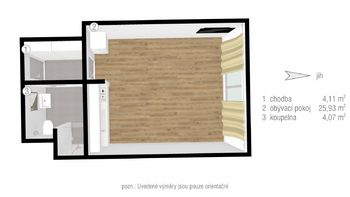 Pronájem bytu 1+kk v osobním vlastnictví 34 m², Kuřim