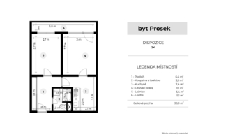 Prodej bytu 2+kk v osobním vlastnictví 40 m², Praha 9 - Prosek