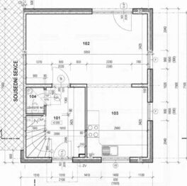 půdorys - přízemí - Pronájem domu 80 m², Nehvizdy