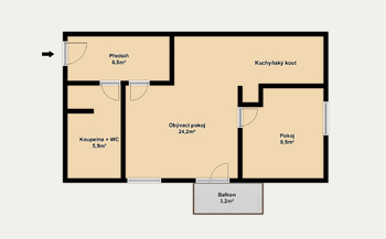 Pronájem bytu 2+kk v osobním vlastnictví 46 m², Brno