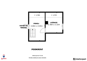 Půdorys podkroví - Prodej domu 60 m², Jindřichovice