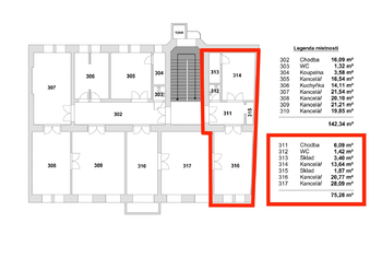 Pronájem kancelářských prostor 75 m², Praha 8 - Karlín