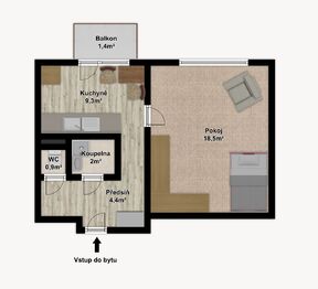 Pronájem bytu 1+1 v osobním vlastnictví 37 m², Brno