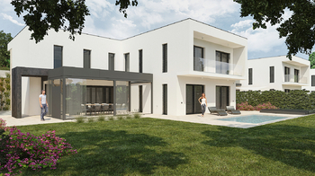 vizualizace jižní fasáda - Prodej domu 334 m², Praha 5 - Slivenec