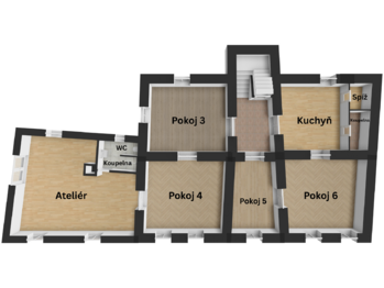 Půdorys 2. NP - Prodej nájemního domu 357 m², Kutná Hora