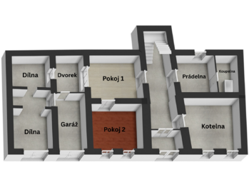 Půdorys 1. NP - Prodej nájemního domu 357 m², Kutná Hora