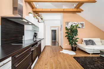 obývací pokoj s kuchyní - Prodej bytu 3+kk v osobním vlastnictví 66 m², Včelná