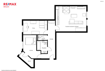 Základní plánek bytu - Pronájem bytu 3+kk v osobním vlastnictví 80 m², Praha 8 - Libeň