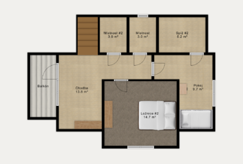 Půdorys 2. patro - Prodej domu 207 m², Lomnice nad Lužnicí