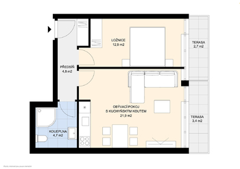 Prodej bytu 2+kk v osobním vlastnictví 50 m², Úvaly