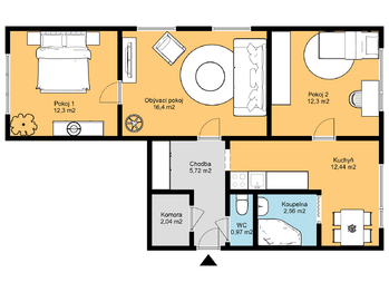 Prodej bytu 3+1 v osobním vlastnictví 67 m², Tábor