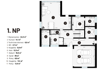půdorys 1.NP - Prodej domu 285 m², Křenice