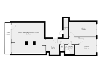 Prodej bytu 3+kk Horní Pořernice_půdorys - Prodej bytu 3+kk v osobním vlastnictví 80 m², Praha 9 - Horní Počernice