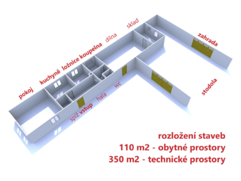 rozložení stavby ,,, - Prodej domu 110 m², Střítež