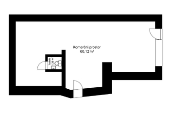Orientační půdorys - Pronájem obchodních prostor 62 m², Poděbrady