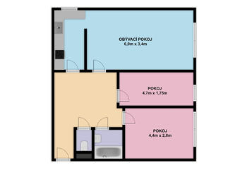 Pronájem bytu 3+1 v osobním vlastnictví 64 m², Praha 4 - Chodov