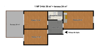 Pronájem bytu 3+kk v osobním vlastnictví 59 m², Jedovnice