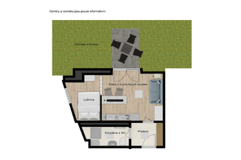 Byt se zahradou - Pronájem bytu 1+kk v osobním vlastnictví 32 m², Praha 5 - Slivenec
