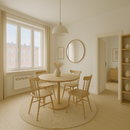 Vizualizace- jídelní kout - Prodej bytu 1+1 v osobním vlastnictví 45 m², Olomouc