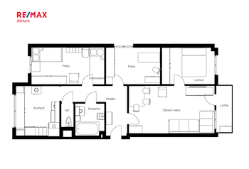 plánek bytu - Prodej bytu 4+1 v osobním vlastnictví 80 m², Praha 4 - Modřany