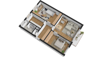 Půdorys bytu 3+1 Markovická - Prodej bytu 3+1 v družstevním vlastnictví 60 m², Hradec Králové
