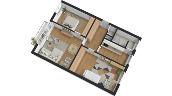Půdorys bytu 3+1 Markovická - Prodej bytu 3+1 v družstevním vlastnictví 60 m², Hradec Králové