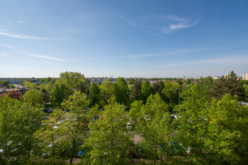 Výhled z velkého pokoje - Prodej bytu 2+1 v osobním vlastnictví 63 m², Hradec Králové