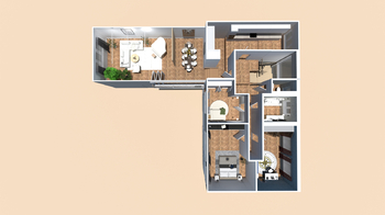 půdorys prvního patra - vizualizace - Prodej domu 290 m², Praha 5 - Smíchov