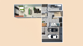 půdorys přízemí - vizualizace - Prodej domu 290 m², Praha 5 - Smíchov