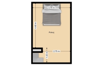 Půdorys podkroví  - Prodej bytu 2+kk v osobním vlastnictví 49 m², Čím