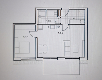 Půdorys bytu - Pronájem bytu 2+kk v osobním vlastnictví 57 m², Boskovice
