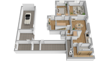 Hustířany - půdorys - přízemí - Prodej domu 192 m², Velichovky