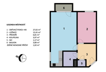 Prodej bytu 2+kk v osobním vlastnictví 52 m², Praha 5 - Smíchov
