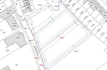 Rozměrový výkres - Prodej pozemku 1289 m², Hustopeče