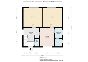 Půdorys 1.NP - Prodej domu 125 m², Praha 9 - Dolní Počernice