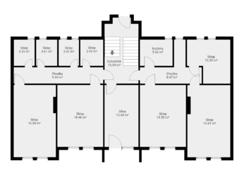 Bytový dům Mokrovraty_Půdorys_suterén - Prodej domu 290 m², Mokrovraty