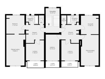 Bytový dům Mokrovraty_Půdorys_1.patro - Prodej domu 290 m², Mokrovraty