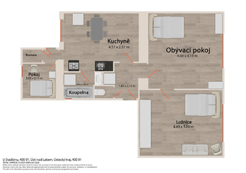 Prodej bytu 2+1 v osobním vlastnictví 69 m², Ústí nad Labem