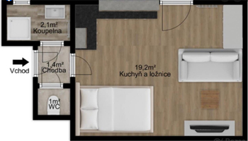 Pronájem bytu 1+kk v osobním vlastnictví 36 m², Pardubice
