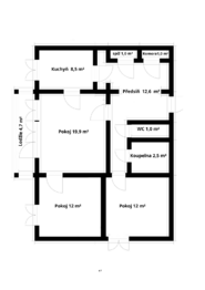 Dispozice bytu. - Prodej bytu 3+1 v osobním vlastnictví 77 m², Brno